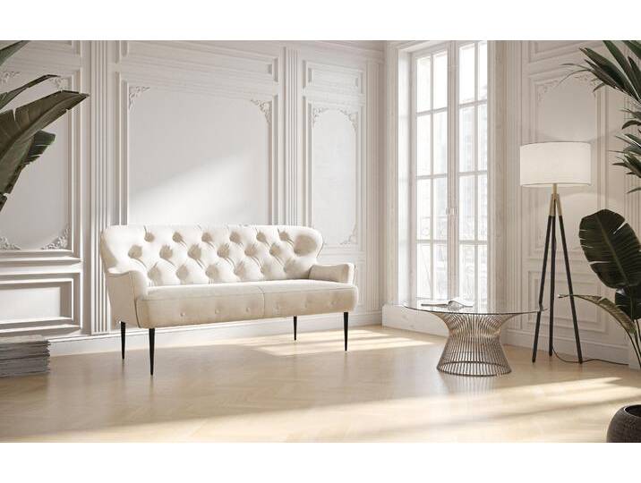 2,5-Sitzer PLACES OF STYLE Amber , beige (creme), B:173cm H:97cm T:87cm, 90% Polyester, 10% Polyamid, Sofas, mit Knopfheftung,in verschieden Stoffarten von BAUR