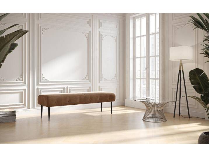 2,5-Sitzer PLACES OF STYLE Amber , braun (chocco), B:139cm H:52cm T:54cm, 100% Polyester, Sofas, mit Knopfheftung,in verschieden Stoffarten von BAUR