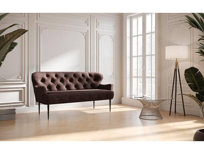 2,5-Sitzer PLACES OF STYLE Amber , braun (chocco), B:173cm H:97cm T:87cm, 100% Polyester, Sofas, mit Knopfheftung,in verschieden Stoffarten von BAUR