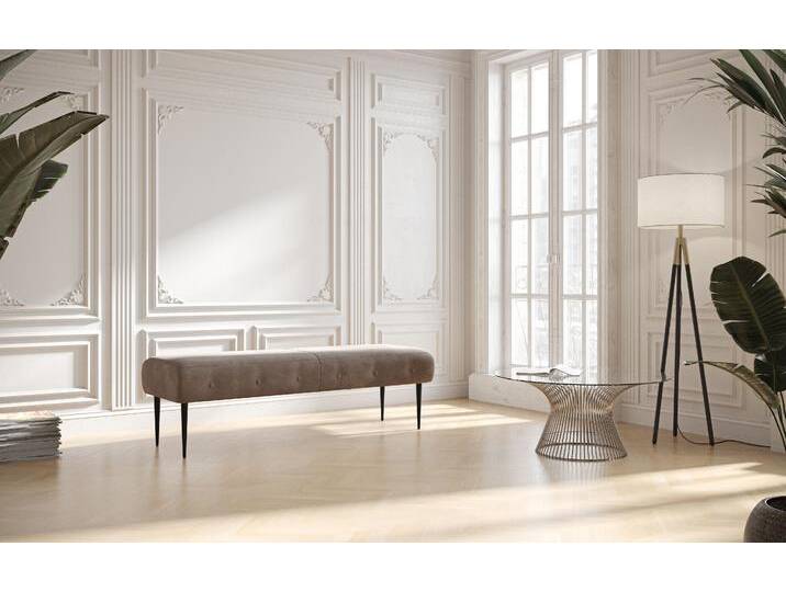 2,5-Sitzer PLACES OF STYLE Amber , grau (taupe), B:139cm H:52cm T:54cm, 90% Polyester, 10% Polyamid, Sofas, mit Knopfheftung,in verschieden Stoffarten von BAUR