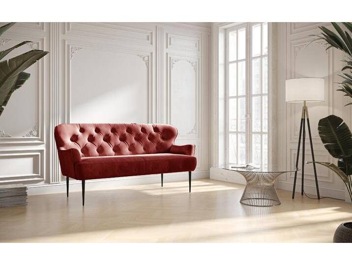 2,5-Sitzer PLACES OF STYLE Amber , rot (bordeaux), B:173cm H:97cm T:87cm, 100% Polyester, Sofas, mit Knopfheftung,in verschieden Stoffarten von BAUR
