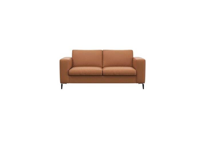 2-Sitzer FLEXLUX Fiore , braun (modern cogna), B:164cm H:85cm T:92cm, 100% Echteder, Sofas, breite Armlehnen, Kaltschaum, Füße Alu+schwarz von BAUR