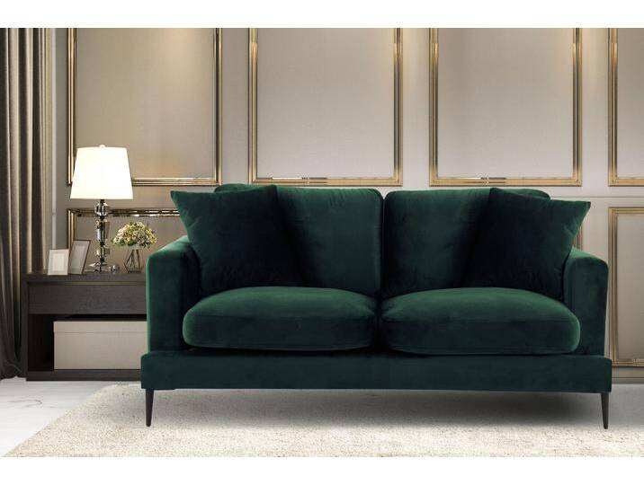 2-Sitzer HOME AFFAIRE Cozy elegantes Designsofa, Maße B/T/H: 151/97/80 cm , grün (dunkelgrün), B:151cm H:80cm T:97cm, Samtoptik (100% Polyester);Struktur (100% Polyester), Sofas, mit losen Kissen und Metallbeinen von Home-affaire