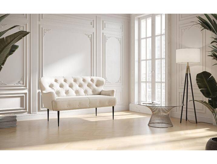 2-Sitzer PLACES OF STYLE Amber , beige (creme), B:153cm H:97cm T:87cm, 90% Polyester, 10% Polyamid, Sofas, mit Knopfheftung,in verschieden Stoffarten von BAUR