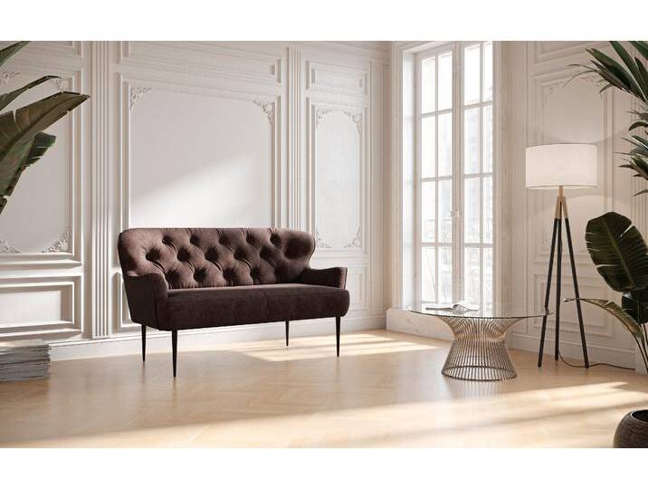 2-Sitzer PLACES OF STYLE Amber , braun (chocco), B:153cm H:97cm T:87cm, 100% Polyester, Sofas, mit Knopfheftung,in verschieden Stoffarten von BAUR