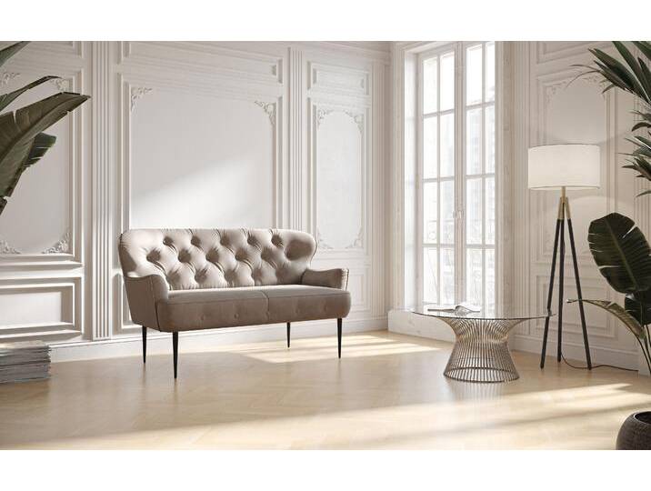 2-Sitzer PLACES OF STYLE Amber , grau (taupe), B:153cm H:97cm T:87cm, 90% Polyester, 10% Polyamid, Sofas, mit Knopfheftung,in verschieden Stoffarten von BAUR