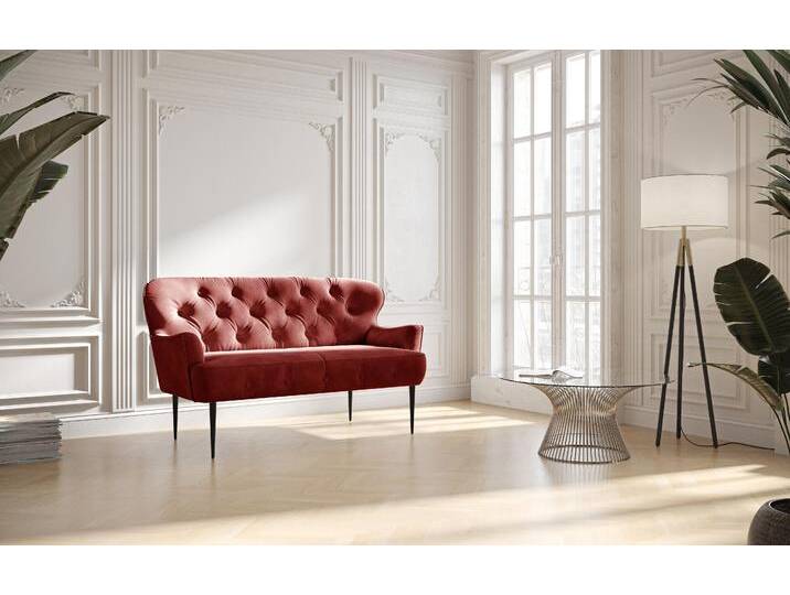 2-Sitzer PLACES OF STYLE Amber , rot (bordeaux), B:153cm H:97cm T:87cm, 100% Polyester, Sofas, mit Knopfheftung,in verschieden Stoffarten von BAUR
