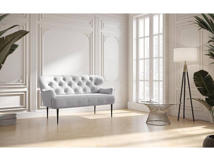 2-Sitzer PLACES OF STYLE Amber , silber, B:153cm H:97cm T:87cm, 90% Polyester, 10% Polyamid, Sofas, mit Knopfheftung,in verschieden Stoffarten von BAUR