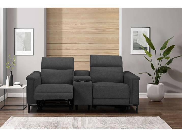 2-Sitzer PLACES OF STYLE Lund, 2er-Kinosofa, TV-Sessel, Multimedia-Sofa, USB-A , grau (anthrazit), B:195cm H:97cm T:99cm, Webstoff 100% Polyester, Sofas, m. elektrischer o. manueller Relaxfunktion, Getränkehalter u. Staufach, Topseller von BAUR
