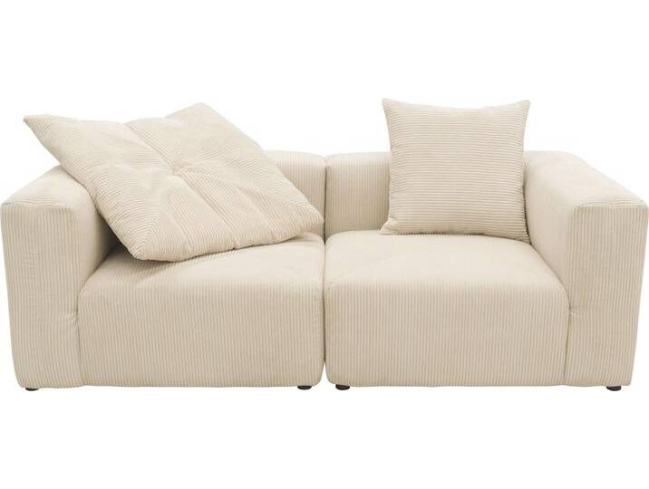 2-Sitzer RAUM.ID Gerrid , beige (creme), B:216cm H:69cm T:108cm, 100% Polyester, Sofas, im Cordbezug, bestehend aus zwei Eckelementen von BAUR