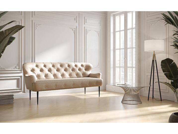 3-Sitzer PLACES OF STYLE Amber , beige, B:193cm H:97cm T:87cm, 100% Polyester, Sofas, mit Knopfheftung,in verschieden Stoffarten von BAUR