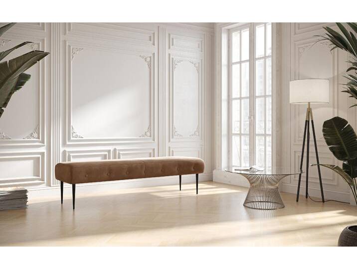 3-Sitzer PLACES OF STYLE Amber , braun (chocco), B:159cm H:52cm T:54cm, 100% Polyester, Sofas, mit Knopfheftung,in verschieden Stoffarten von BAUR