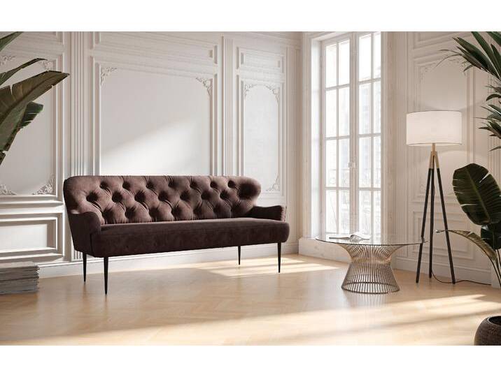 3-Sitzer PLACES OF STYLE Amber , braun (chocco), B:193cm H:97cm T:87cm, 100% Polyester, Sofas, mit Knopfheftung,in verschieden Stoffarten von BAUR
