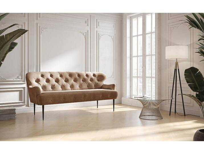 3-Sitzer PLACES OF STYLE Amber , braun (chocco), B:193cm H:97cm T:87cm, 100% Polyester, Sofas, mit Knopfheftung,in verschieden Stoffarten von BAUR