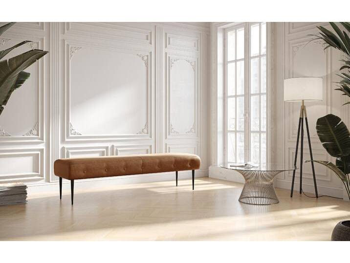 3-Sitzer PLACES OF STYLE Amber , braun (cognac), B:159cm H:52cm T:54cm, 100% Polyester, Sofas, mit Knopfheftung,in verschieden Stoffarten von BAUR