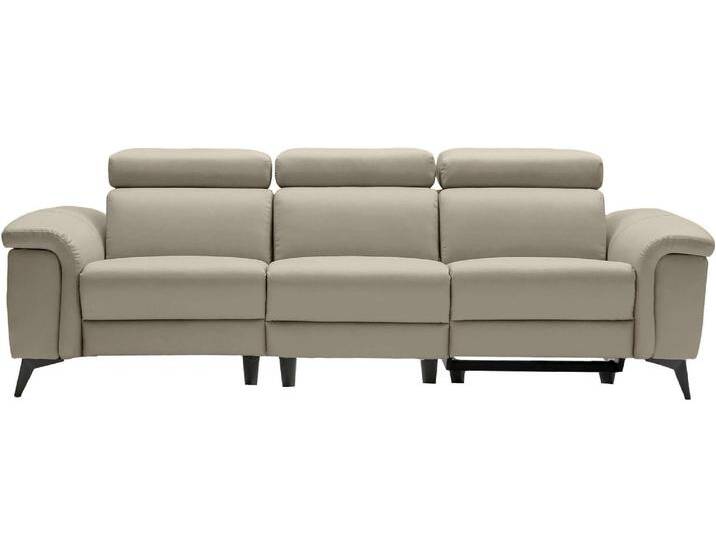 3-Sitzer PLACES OF STYLE Marita , grau, B:228cm H:78cm T:103cm, Samtoptik (100% Polyester); Struktur (100% Polyester), Sofas, mit elektrischer Relaxfunktion in einem Sitz und USB-Anschluss von BAUR