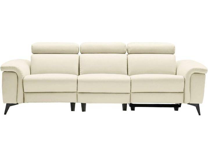 3-Sitzer PLACES OF STYLE Marita , weiß (altweiß), B:228cm H:78cm T:103cm, Samtoptik (100% Polyester); Struktur (100% Polyester), Sofas, mit elektrischer Relaxfunktion in einem Sitz und USB-Anschluss von BAUR