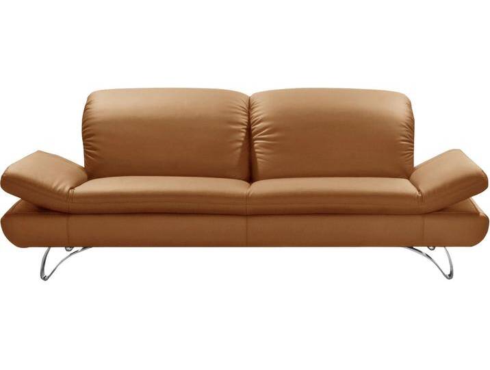 3-Sitzer PLACES OF STYLE San Angelo , gelb (safran), B:232cm H:96cm T:95cm, NaturLEDER- u00bbFredericau00ab (echtes Rindsleder), Luxus-Microfaser (100% Polyester), NaturLEDER-u00abUruguayu00ab (echtes Rindsleder), Sofas von BAUR