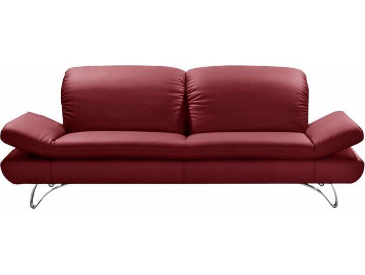 3-Sitzer PLACES OF STYLE San Angelo , rot, B:232cm H:96cm T:95cm, NaturLEDER- u00bbFredericau00ab (echtes Rindsleder), Luxus-Microfaser (100% Polyester), NaturLEDER-u00abUruguayu00ab (echtes Rindsleder), Sofas von BAUR
