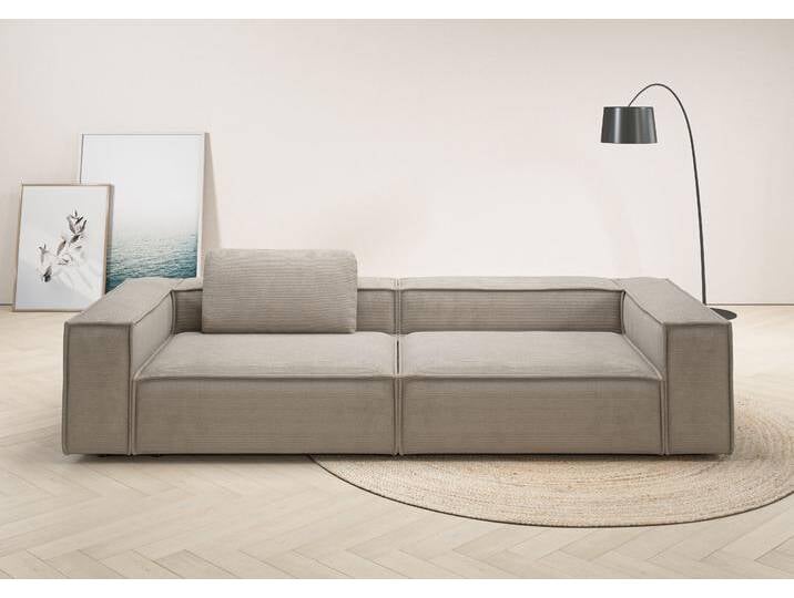 3-Sitzer PLACES OF STYLE Watertown moderner 3-Sitzer , beige (sand), B:306cm H:68cm T:118cm, 95% Polyester, 5% Nylon, Sofas, extra breites Sofa mit in eleganten Bezügen & großzügiger Sitzfläche von BAUR