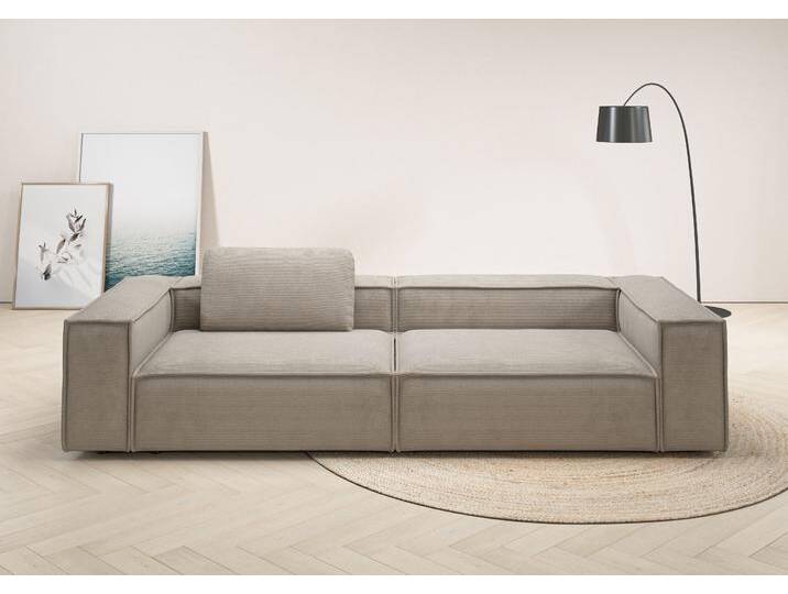 3-Sitzer PLACES OF STYLE Watertown moderner 3-Sitzer , beige (sand), B:306cm H:68cm T:118cm, 95% Polyester, 5% Nylon, Sofas, extra breites Sofa mit in eleganten Bezügen & großzügiger Sitzfläche von BAUR