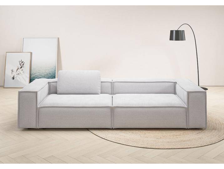 3-Sitzer PLACES OF STYLE Watertown moderner 3-Sitzer , grau (light, grau), B:306cm H:68cm T:118cm, 94% Polyester, 6% Nylon, Sofas, extra breites Sofa mit in eleganten Bezügen & großzügiger Sitzfläche von BAUR