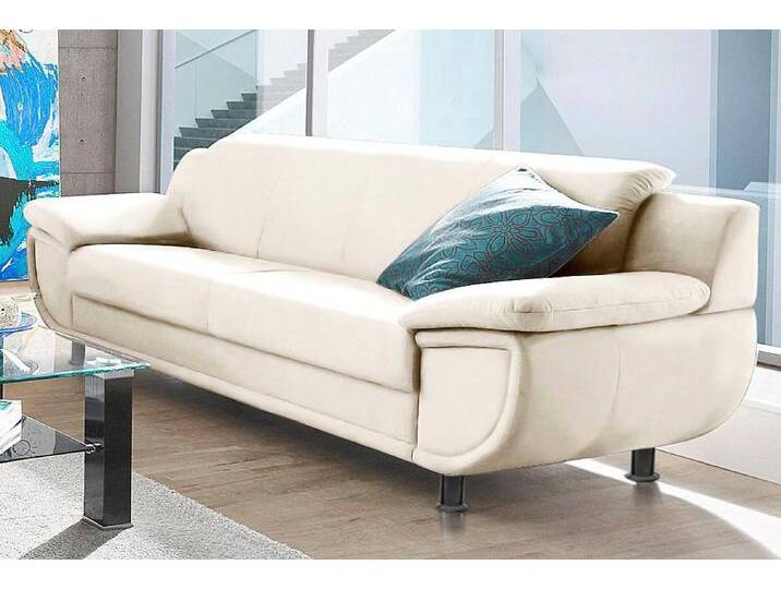 3-Sitzer TRENDMANUFAKTUR Rondo, Breite 207 cm, breite Armlehnen, Füße schwarz , weiß (altweiß), B:207cm H:85cm T:94cm, Kunstleder SOFTLUX;Microfaser PRIMABELLE (100% Polyester);NaturLEDER (echtes Rindsleder);Struktur (54% Polyacryl, 46% Polyester), Sofas, Big-Sofa wahlweise mit Federkern, in verschiedenen Bezügen bestellbar von BAUR