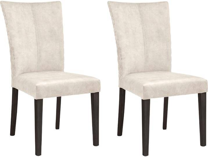 4-Fußstuhl LEONIQUE Vence , beige (creme, wenge), B:46cm H:94,5cm T:59cm, Polyester, Stühle, mit Rautensteppung in der Rückenlehne, Beine aus massiver Buche von BAUR