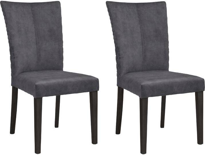 4-Fußstuhl LEONIQUE Vence , grau (grau, wenge), B:46cm H:94,5cm T:59cm, Polyester, Stühle, mit Rautensteppung in der Rückenlehne, Beine aus massiver Buche von BAUR