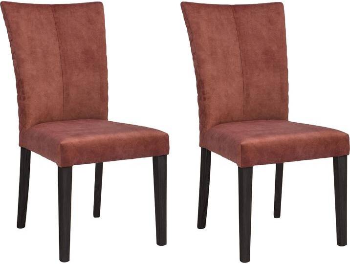 4-Fußstuhl LEONIQUE Vence , rot (rostrot, wenge), B:46cm H:94,5cm T:59cm, Polyester, Stühle, mit Rautensteppung in der Rückenlehne, Beine aus massiver Buche von BAUR