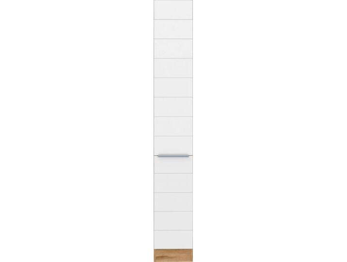 Apothekerschrank KOCHSTATION KS-Luhe , weiß (weiß matt, wotaneiche), B:30cm H:200cm T:60cm, MDF, Schränke, 30 cm breit, hochwertige MDF-Fronten mit waagerechter Lisene von BAUR