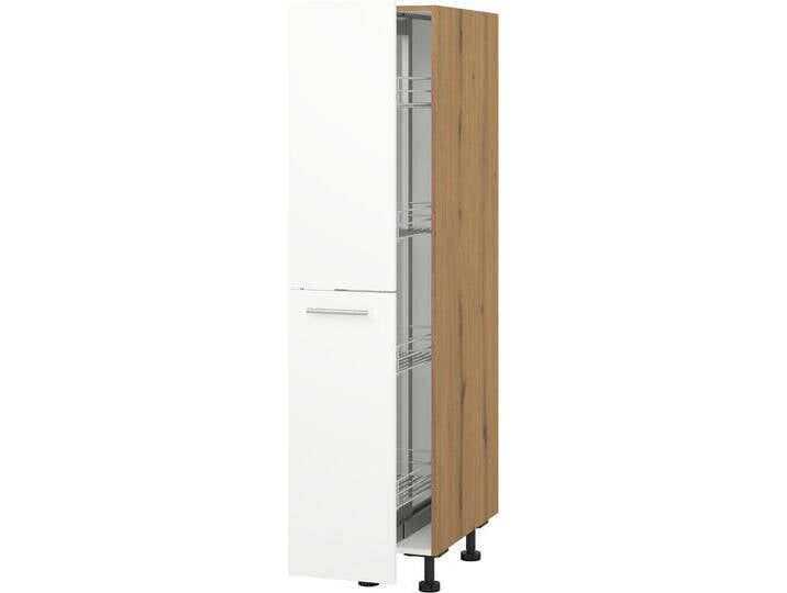 Apothekerschrank KOCHSTATION  KS-Scafa , weiß (weiß, eiche astig), B:30cm H:150cm T:56cm, Schränke, Breite 30 cm, mit 4 Einlegekörben von BAUR