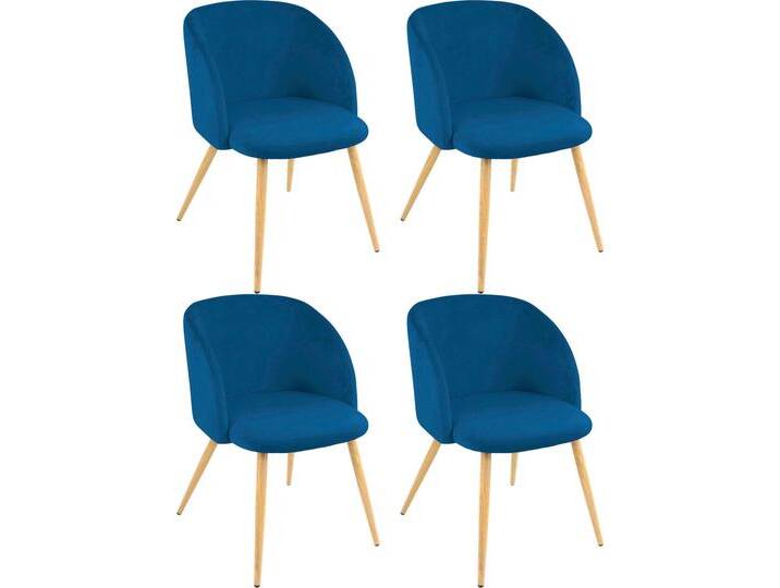 Armlehnstuhl PAROLI Dali , blau, B:54cm H:78cm T:55cm, Stühle, (2 oder 4 Stück), mit Veloursbezug und in 2 Gestellfarben von BAUR