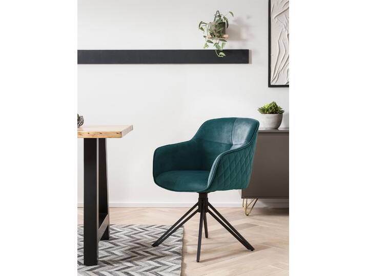 Armlehnstuhl SALESFEVER Stilvoller Esszimmerstuhl , grün (grün, schwarz), B:59cm H:83cm T:60cm, Metall, Polyester, Stühle, mit 360 Drehfunktion von BAUR