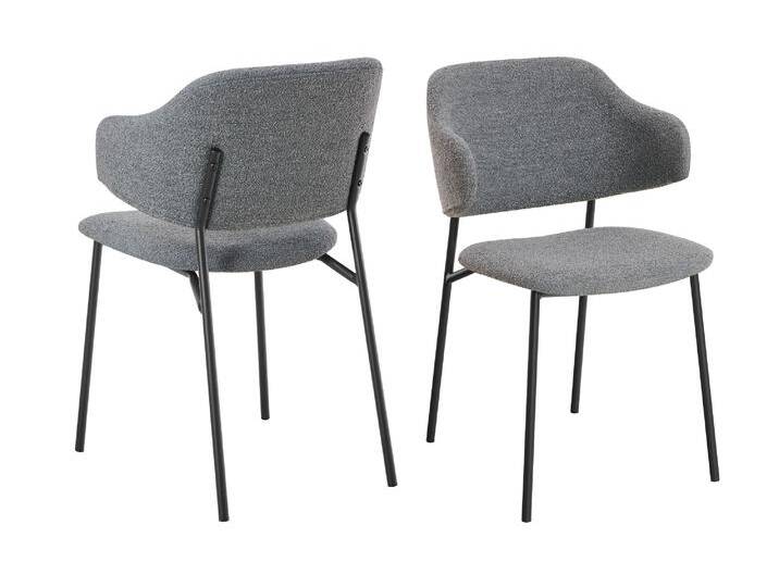 Armlehnstuhl SALESFEVER Komfortabler Esszimmerstuhl mit Stil , grau (dunkelgrau, schwarz, schwarz), B:54cm H:83cm T:59cm, Metall, Polyester, Stühle, 2er Set: Design-Gestell mit ausgestellten Armlehnen von BAUR