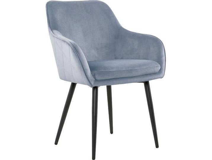 Armlehnstuhl SALESFEVER Komfortabler Esszimmerstuhl mit Stil , grau (hellgrau, schwarz, schwarz), B:61cm H:85cm T:45cm, Samt (100% Polyester), Metall, Stühle, mit Diamantsteppung auf der Rückseite von BAUR