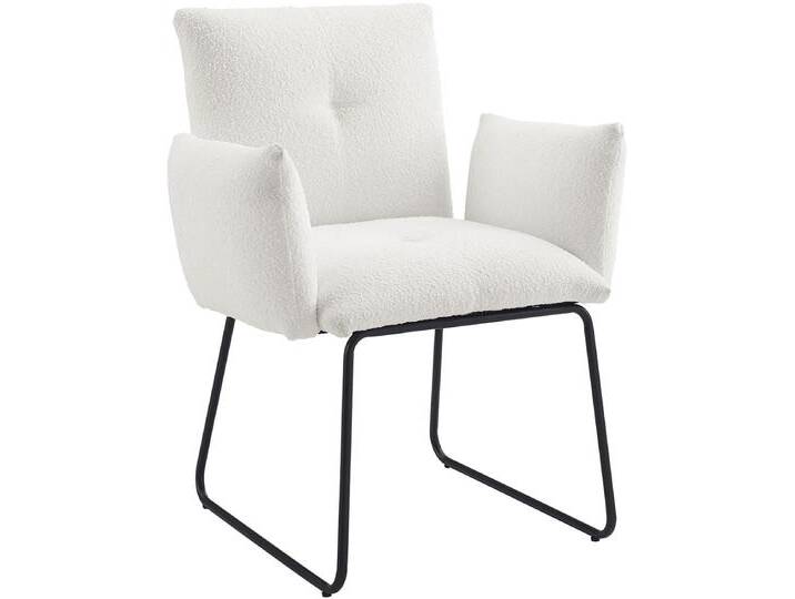 Armlehnstuhl SALESFEVER Komfortabler Esszimmerstuhl mit Stil , weiß (weiß, schwarz), B:73,5cm H:87cm T:64,5cm, Metall, Polyester, Stühle, mit Wellenunterfederung von BAUR