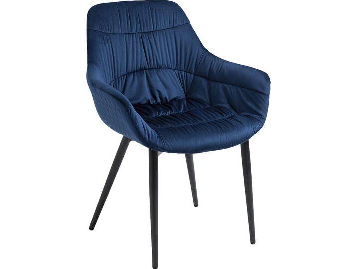 Armlehnstuhl SALESFEVER Stilvoller Esszimmerstuhl für Komfort , blau (blau, schwarz, schwarz), B:63cm H:81,5cm T:61cm, Metall, Polyester, Stühle, Esszimmerstuhl, Wabensteppung aussen, Quersteppung innen, Metallfüße von BAUR