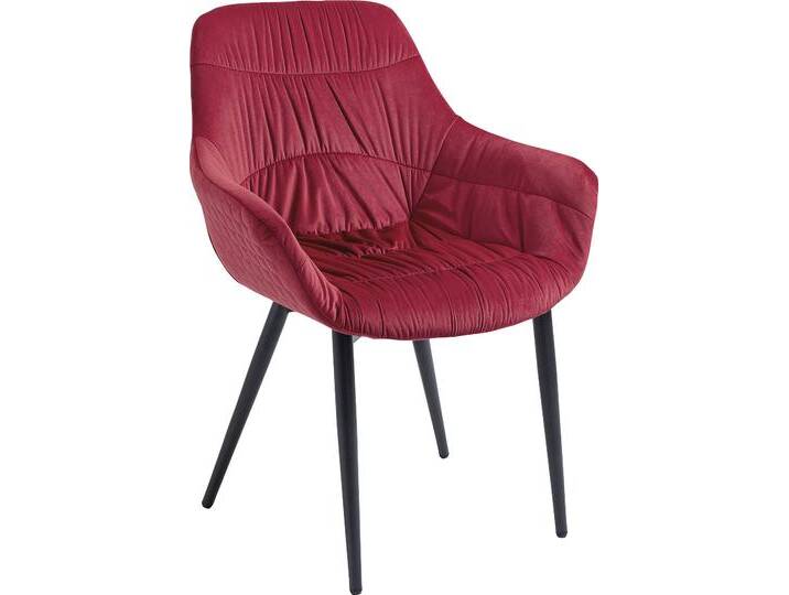 Armlehnstuhl SALESFEVER Stilvoller Esszimmerstuhl für Komfort , rot (rot, schwarz, schwarz), B:63cm H:81,5cm T:61cm, Metall, Polyester, Stühle, Esszimmerstuhl, Wabensteppung aussen, Quersteppung innen, Metallfüße von BAUR