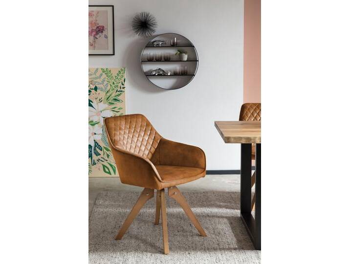 Armlehnstuhl SALESFEVER Växjö - Esszimmerstuhl Komfort und Stil , braun (gold, eiche, eiche), B:59cm H:85cm T:61cm, Samtvelours (100% Polyester), Buche Massivholz, Stühle, Sitzkomfort neu definiert: 180 Drehplatte inklusive von BAUR