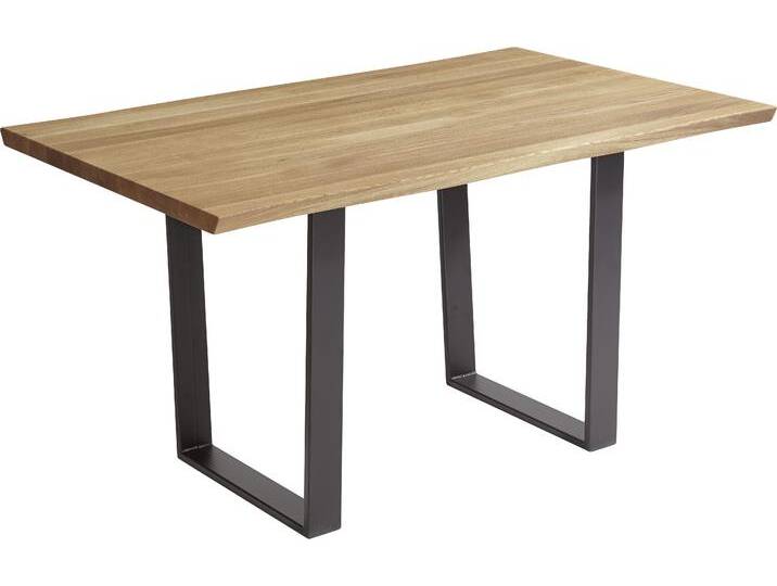 Baumkantentisch MASSIVLINE & MORE Oviedo 4 , braun (wildeiche, metall pulverbeschichtet schwarz, wildeiche), B:160cm H:75cm T:90cm, Tische, Massivholztischplatte mit Baumkante von BAUR