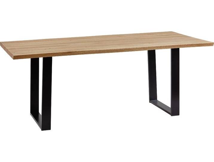 Baumkantentisch MASSIVLINE & MORE Oviedo 4 , braun (wildeiche, metall pulverbeschichtet schwarz, wildeiche), B:180cm H:75cm T:90cm, Tische, Massivholztischplatte mit Baumkante von BAUR