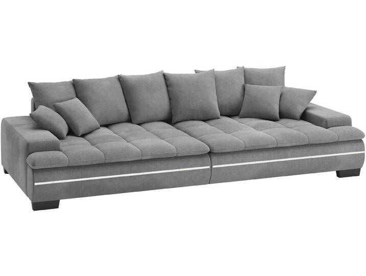Big-Sofa MR. COUCH Haiti II RGB-LED , grau (memphis 20 stone), B:304cm H:85cm T:138cm, Memphis (Grundgewebe - 100% Polyester; Nutzschicht- 90% Polyester / 10% Polyamide), Sofas, RGB-LED Beleuchtung, mit Handwerklich gearbeiteter Komfort-Steppung von BAUR