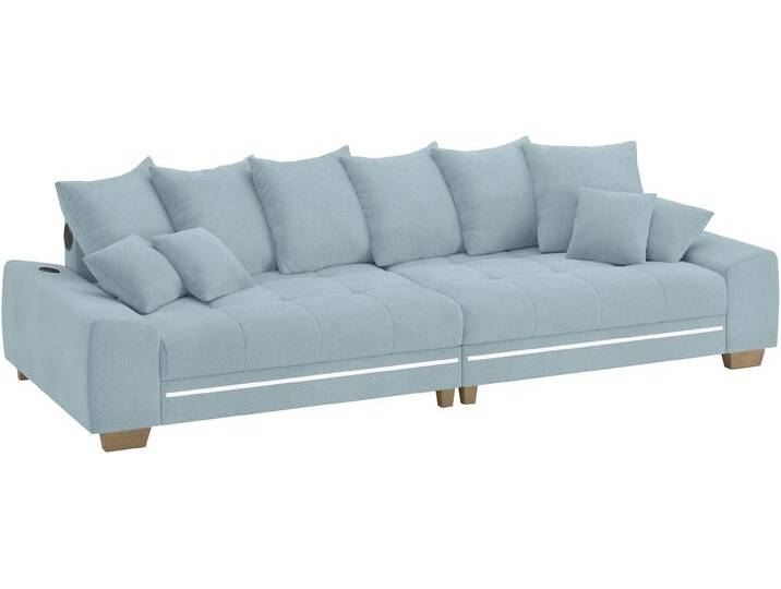 Big-Sofa MR. COUCH Nikita II , blau (novaclean avanti 14 blau grau), B:300cm H:88cm T:118cm, Novaclean Avanti (100% Polyester), Sofas, RGB-LED, Bluetooth-Soundsystem, wahlweise mit Kaltschaum von BAUR