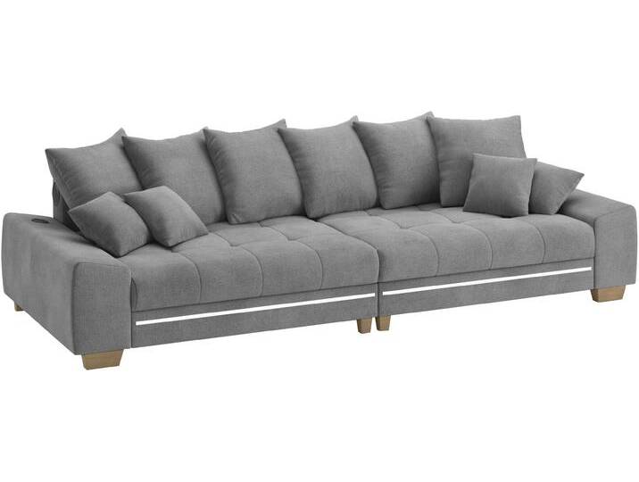 Big-Sofa MR. COUCH Nikita II , grau (memphis 20 stone), B:300cm H:88cm T:118cm, Memphis (Grundgewebe - 100% Polyester; Nutzschicht- 90% Polyester / 10% Polyamide), Sofas, RGB-LED, Bluetooth-Soundsystem, wahlweise mit Kaltschaum von BAUR