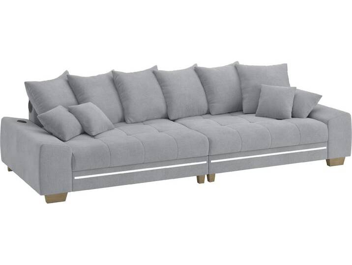 Big-Sofa MR. COUCH Nikita II , grau (memphis 45 grau), B:300cm H:88cm T:118cm, Memphis (Grundgewebe - 100% Polyester; Nutzschicht- 90% Polyester / 10% Polyamide), Sofas, mit RGB-LED, Bluetooth-Soundsystem, Kaltschaum von BAUR