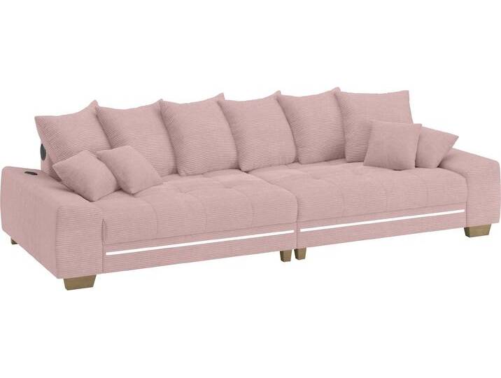 Big-Sofa MR. COUCH Nikita II , rosa (stripes 8626 flamingo), B:300cm H:88cm T:118cm, Stripes (92% Polyester / 8% Nylon), Sofas, mit RGB-LED, Bluetooth-Soundsystem, Kaltschaum von BAUR