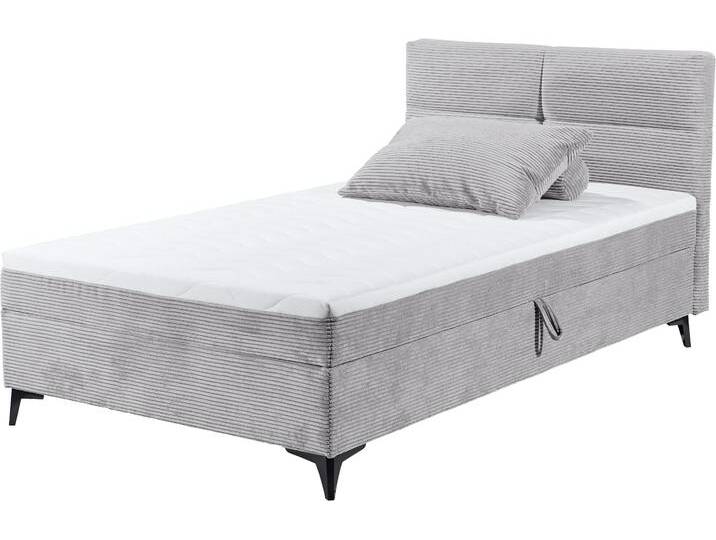 Boxbett ED EXCITING DESIGN Andon , grau (hellgrau), B:121cm L:210cm, 92% Polyester, 8% Nylon, Komplettbetten, mit Bettkasten, integrierter Topper, universell aufbaubar von BAUR