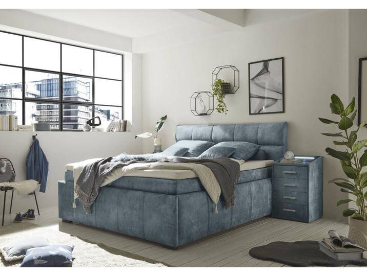 Boxbett ED EXCITING DESIGN Avidano , blau, B:203cm L:213cm, 100% Polyester, Komplettbetten, Boxspringbett, inkl. zwei Bettkästen Boxbett ED EXCITING DESIGN Avidano , blau, B:203cm L:213cm, 100% Polyester, Komplettbetten, Boxspringbett, inkl. zwei Bettkästen von BAUR