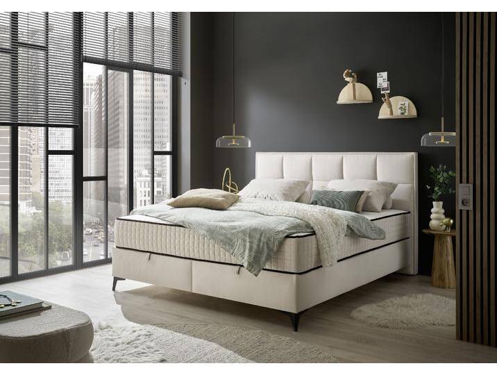 Boxbett ED EXCITING DESIGN Monroe inkl. Bettkasten, erhältlich in den Breiten 160cm & 180cm , beige (creme), B:163cm L:210cm, 100% Polyester, Komplettbetten, Duo-Matratze - feste Seite mit Kokosmatte von BAUR